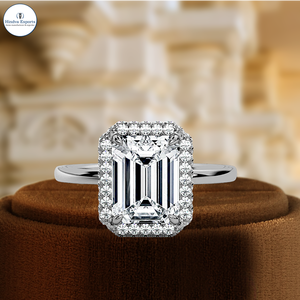 Anillo de Diamantes con Halo de Oro Amarillo Sólido de 14K, Anillo de Compromiso con Diamante Cultivado en Laboratorio de 1CT, Anillo de Boda con Halo de Diamantes con Certificado IGI, Regalo - Product Image 3