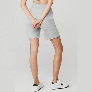 Short de sport à coupe décontractée personnalisé au-dessus du genou, taille haute avec de longues cordes Short de sport en coton et polyester en molleton doux pour femmes - Product Image 5
