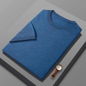 เสื้อสเวตเตอร์ผ้าวูลแบบสวมหัวสำหรับผู้ชายเสื้อสเวตเตอร์เสื้อโปโลแนวธุรกิจสำหรับฤดูร้อนเสื้อยืดถักแขนสั้นแบบบาง - Product Image 2
