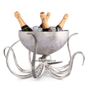 ถังน้ำแข็งโลหะขัดเงาสีเงินขัดเงาพร้อมขาตั้งชุบทอง - Product Image 4