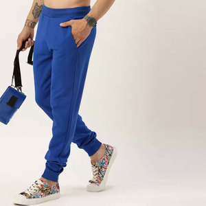 Men's Royal Blue Sweatpants <b>Elastic</b> <b>Waist</b> Casual Joggers Side Pockets Midweight Cotton Knitted Autumn Wear - Product Image 2
