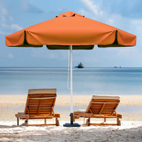 Parasol de plage extérieur moderne manuel de 49 pouces pour balcon ouvert, grand, durable, à double couche, avec mât en aluminium et tissu pongé, pour adultes