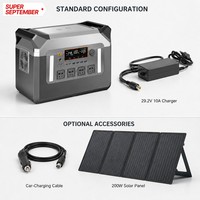 Station d'alimentation portable à batterie solaire 3000W 2202Wh, batterie LiFePO4, MPPT 15A, charge rapide, onde sinusoïdale pure