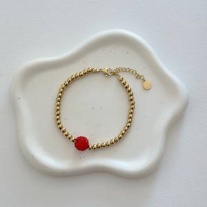 Trendy Gold Stainless Steel <b>Bead</b> Red <b>Crystal</b> Ball Charm Featuring Religious Number-shaped Pattern for Pearls Diamonds Zircons - Product Image 2