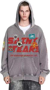 Sweat à capuche unisexe à motif vintage SAINT Hip Hop de haute qualité 100% polyester coupe ample poche imprimée complète Sweat à capuche pour hommes - Product Image 4