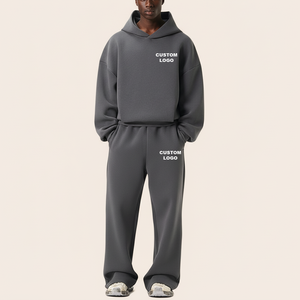 Conjunto Deportivo de Invierno de Primera Calidad, Estilo Vintage, Estampado Regular, Sudadera con Capucha, Pantalones Deportivos de Pierna Ancha, Personalizado, Desgastado, 100% - Product Image 5