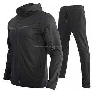 Survêtement de haute qualité pour hommes Jogging Wear survêtement ZipUp ensemble de sweat à capuche Logo personnalisé broderie imperméable coupe-vent survêtement - Product Image 4