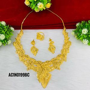 ชุดสร้อยคอทองเหลืองชุบทองหนึ่งกรัมของนักออกแบบชุดกล่องลายดอกไม้ห่วงโซ่การปรับปรุงที่ทันสมัยสำหรับของขวัญแต่งงานความงามแบบคลาสสิก - Product Image 4