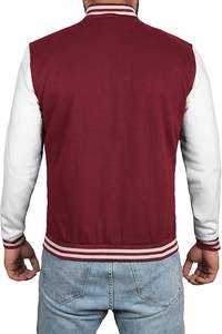 Veste universitaire en laine de qualité supérieure pour homme, manches longues, couleur unie, lettres brodées, respirante, personnalisable à l'avant - Product Image 5