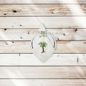 Vente en gros de serviettes de table lumineuses personnalisées avec palmier et décor, serviettes en tissu en coton avec ourlet brodé, vacances d'hôtel à domicile - Product Image 6