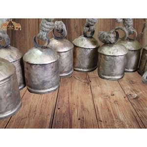 Handmade Indian Bells Recycled Iron Tin Cow Bells Rustic Antique Look Wall Vase Decorations for Home Restaurants Iron <b>Crafted</b> - Product Image 1