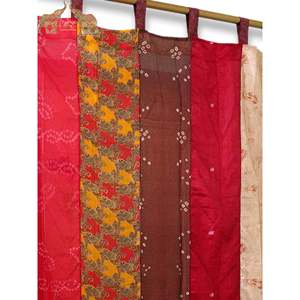 Vintage Handmade Boho Theme Silk Sari Saree <b>Curtains</b> <b>Window</b> Decor Drapes Panels Beautifully Designed Vintage Silk Saree <b>Curtains</b> - Product Image 6