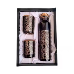 Excellente bouteille d'eau en cuivre bouteille en métal écologique sport ayurveda avantage bouteille d'eau martelée 100% eau pure saine - Product Image 6