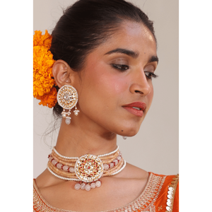 Conjuntos de joyería fina Peach Kundan Gargantilla Collar - Product Image 3