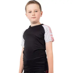 Custom Unisex Polyester Stretch Short Raglan Sleeves UPF 50 Sun Protective Swim Rash guards