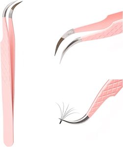 Pinzas para extensión de pestañas, punta de fibra redondeada, pinzas para pestañas de belleza de acero inoxidable - Product Image 5