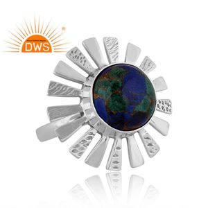 Dernières tendances Bague empilable Mojave en argent sterling oxydé Cuivre Azurite Malachite Bague empilable Fabricant de bijoux personnalisés - Product Image 4