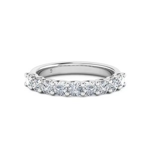 Anillo de Boda con Diamantes Cultivados en Laboratorio en Forma de U, Diamantes Redondos, Oro Sólido de 14K, F-VS2, Engaste en Forma de U, Joyería de Diamantes Sostenible - Product Image 2