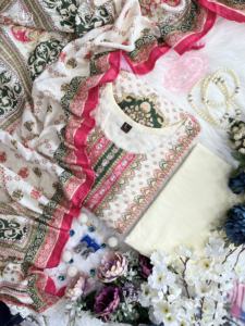 Vêtements indiens de créateur modernes, nouvelle arrivée, Kurti pantalon dupatta en géorgette avec broderie à la main, costume Salwar pour les fêtes - Product Image 6