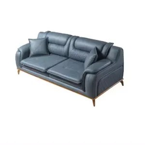 沙发套3 + 1座蓝色扶手椅豪华真皮沙发沙发家具西式