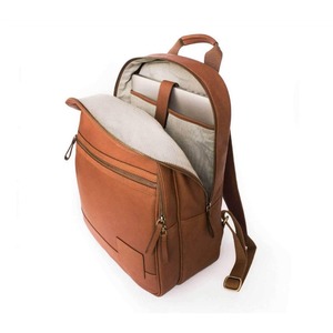 Mochila minimalista de piel auténtica, diseño elegante con bolsillo con cremallera frontal - Product Image 3