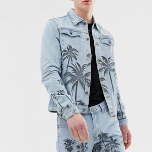 Veste en jean bleu clair pour homme, coupe oversize, coupe-vent, écologique, épaisseur standard, doublure polyester, style urbain, hiver - Product Image 4