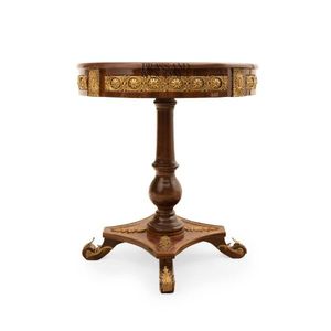 Mesa de Entrada Redonda Clásica de Lujo con Incrustaciones de Latón y Madera - Product Image 4