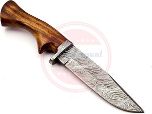 Cuchillo de caza de acero damasco, mango de madera, cuchillos de caza para acampar con mango de madera, cuchillos personalizados - Product Image 2