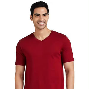 T-shirts de haute qualité pour hommes en gros T-shirts unis vierges à manches courtes et col en V - Product Image 1