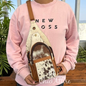 Custom Cowhide Minimalist High Quality Portable Women Chest <b>Bag</b> Genuine Leather Zipper New Fashion Business <b>Shoulder</b> <b>Bag</b> for <b>Men</b> - Product Image 1