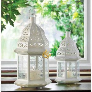 <b>White</b> Color Powder Coated Modern Hanging <b>Lantern</b> Fancy Decorative Home And Wedding Unique Candle Jar Mounted Supplies From India - Product Image 2