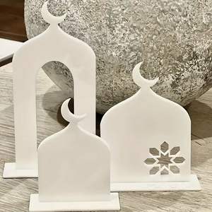 Decoración de Arco de Mezquita de Madera Blanca, Soporte para Mihrab, Adorno de Mesa para Ramadán, Eid Mubarak, Centro de Mesa Islámico para Oficina en Casa - Product Image 5