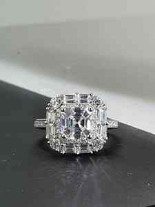 Offre Spéciale à la mode carré Asscher coupe luxe 14K/18K plaqué rhodium éblouissant bague en diamant bijoux en or fin femmes mariage classique - Product Image 3