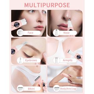 Rasoir Électrique Rechargeable USB 5-en-1 pour Femme Rose, Tondeuse Bikini Intime, Rasoir Rotatif Humide/Sec, Lames Remplaçables Lavables - Product Image 4
