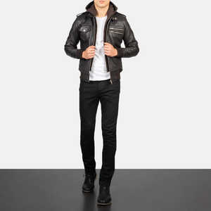Veste en cuir confortable et décontractée à fermeture éclair durable pour hommes, indispensable pour l'hiver, fermeture éclair légère, veste pour hommes - Product Image 5