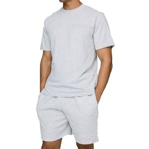 Nouveauté ensemble de shorts de gym décontractés d'été pour hommes 100% coton T-Shirt respirant motif solide grande taille personnalisé OEM disponible - Product Image 3