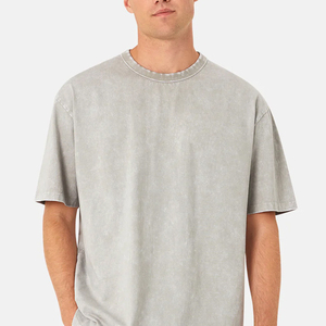 T-shirt surdimensionné lavé à l'acide 100% coton de qualité supérieure pour hommes Streetwear lourd T-shirts pour hommes - Product Image 2