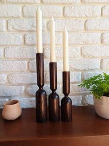 Candelabro de Madera Natural de Alta Calidad, Portavelas Rústico para Velas de Té y Velas de Pilar, Decoración del Hogar - Product Image 3