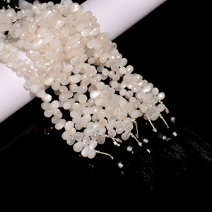 White <b>Moonstone</b> Beads, Coated White <b>Moonstone</b> Gemstone Teardrop Beads, Faceted <b>Moonstone</b> Gemstone Beads For Jewelry Making - Product Image 3