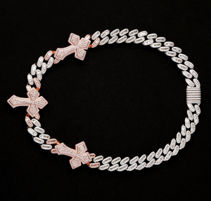 Hip Hop 8mm Iced Out Miami Collar de cadena de eslabones cubanos 925 Plata Rosa Chapado en oro VVS Moissanite Diamante Joyería fina para hombres - Product Image 4