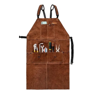 Tablier de soudeur en cuir de vachette pleine fleur avec 6 poches, résistant à la chaleur et aux flammes, pour atelier de soudage et forgeron - Product Image 1