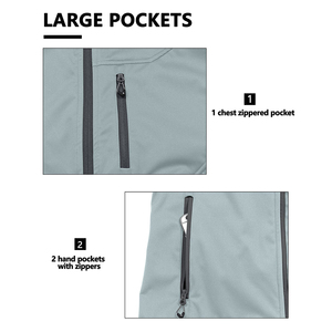 Transpirable sólidos colores diseño invierno personalizado sin mangas Patchwork 4 vías cremallera completa ligero Softshell a prueba de viento Golf chaleco - Product Image 6
