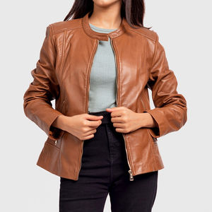 Chaquetas de Cuero PU con Cremallera de Diseño Nuevo Personalizado para Mujer 2026, Chaqueta de Cuero para Mujer, Chaquetas de Cuero de Piel de Oveja para Mujer, Servicio OEM - Product Image 3