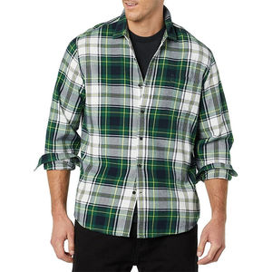 Wholesale Autumn Full Sleeve Custom <b>Oversized</b> Cotton <b>Flannel</b> Plaid Mens <b>Shirt</b> Jacket Casual Mens <b>Flannel</b> <b>Shirts</b> Breathable - Product Image 1