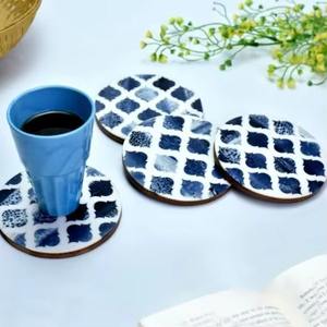 Posavasos con incrustaciones de madera y resina de diseñador azul, posavasos elegantes para mesa de comedor, decoración del hogar, accesorios para Bar de té y café - Product Image 2