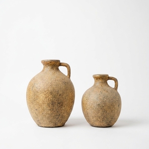Vase Pichet en Terre Cuite Jaune Rustique Mariposa M avec Poignée, Urne Décorative en Céramique Faite à la Main pour Table, Vente en Gros - Product Image 1