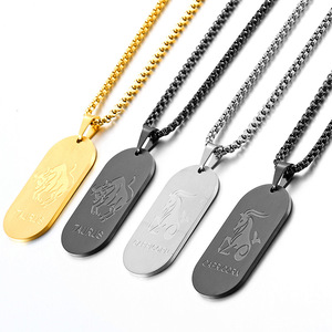 Venta al por mayor Gran oferta caja de joyería de acero inoxidable collar de cadena personalizado mujeres astrología 12 signo del zodiaco horóscopo colgante collar - Product Image 1
