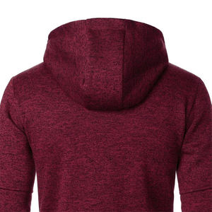 เสื้อฮู้ดแบบซิปสีพื้นสำหรับผู้ชายเสื้อแนวสตรีทแขนยาวสีแดงเข้มมีสามกระเป๋าสำหรับผู้ใหญ่ - Product Image 5