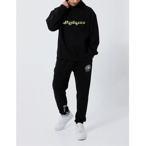 Ensemble de survêtement pour homme avec pantalon de jogging surdimensionné en tissu épais imprimé à l'écran, logo personnalisé, style streetwear d'hiver - Product Image 2