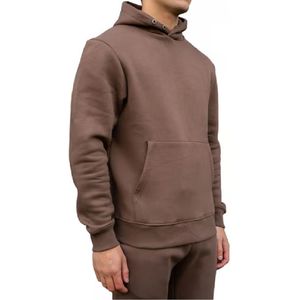 Survêtement à capuche de sport décontracté pour hommes Logo personnalisé 100% coton écologique très épais saison d'hiver imprimé solide à capuche - Product Image 4